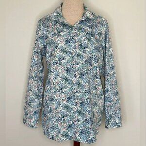 L.L. Bean Women's Wrinkle-Free Oxford Long Sleeve Floral Shirt Size Medium